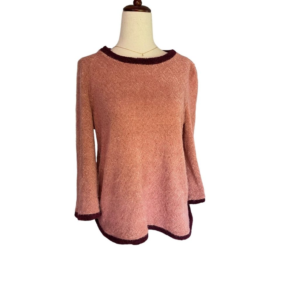 Eri & Ali Top Womens Small Pink Chenille Flowy Long Sleeve Pullover‎ Lightweight